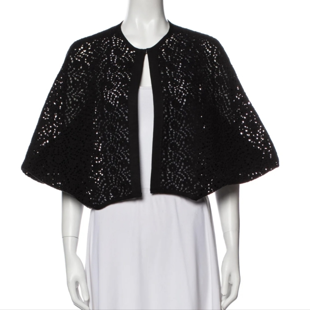 Zero + Maria Cornejo Black Cropped Lace Cape Blazer